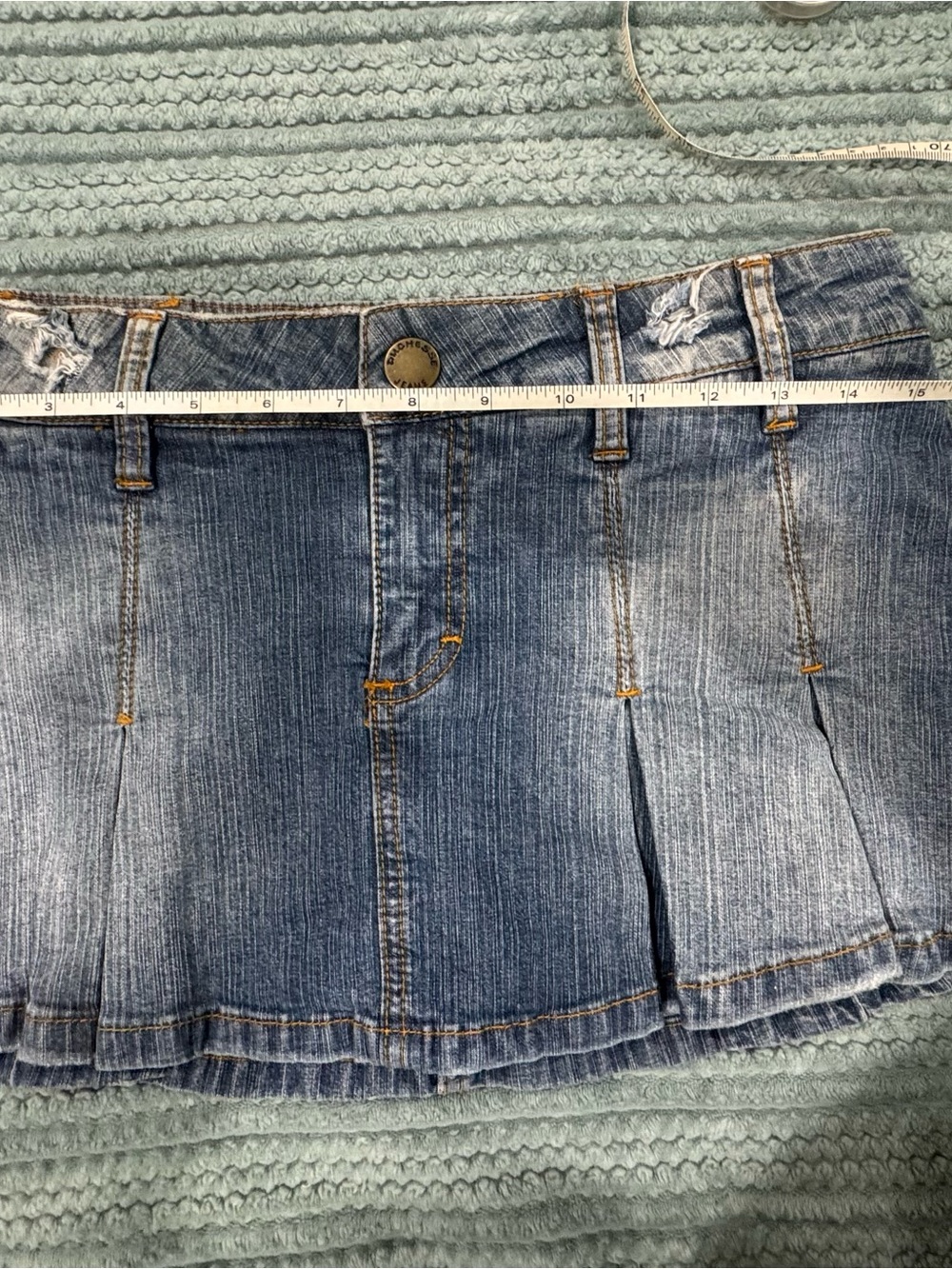 Denim Pleated Mini Skirt - Blue